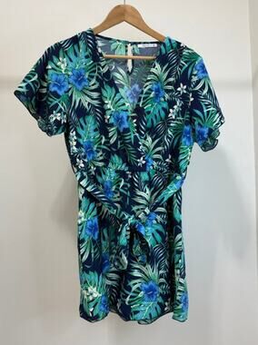 Reoria Tropical Floral Romper SzXL